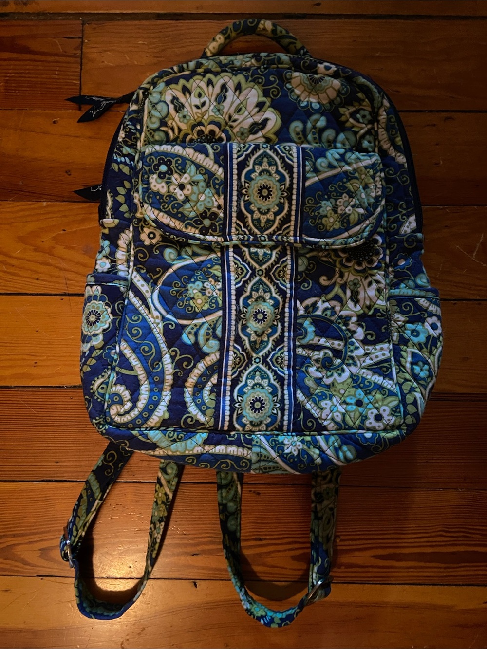 Vera Bradley paisley backpack school bag book bag Navy blue mint green pretty